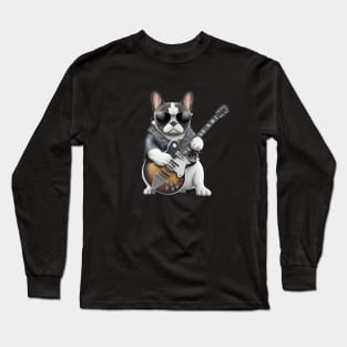 French Bulldog Playing Guitar Long Sleeve T-Shirt